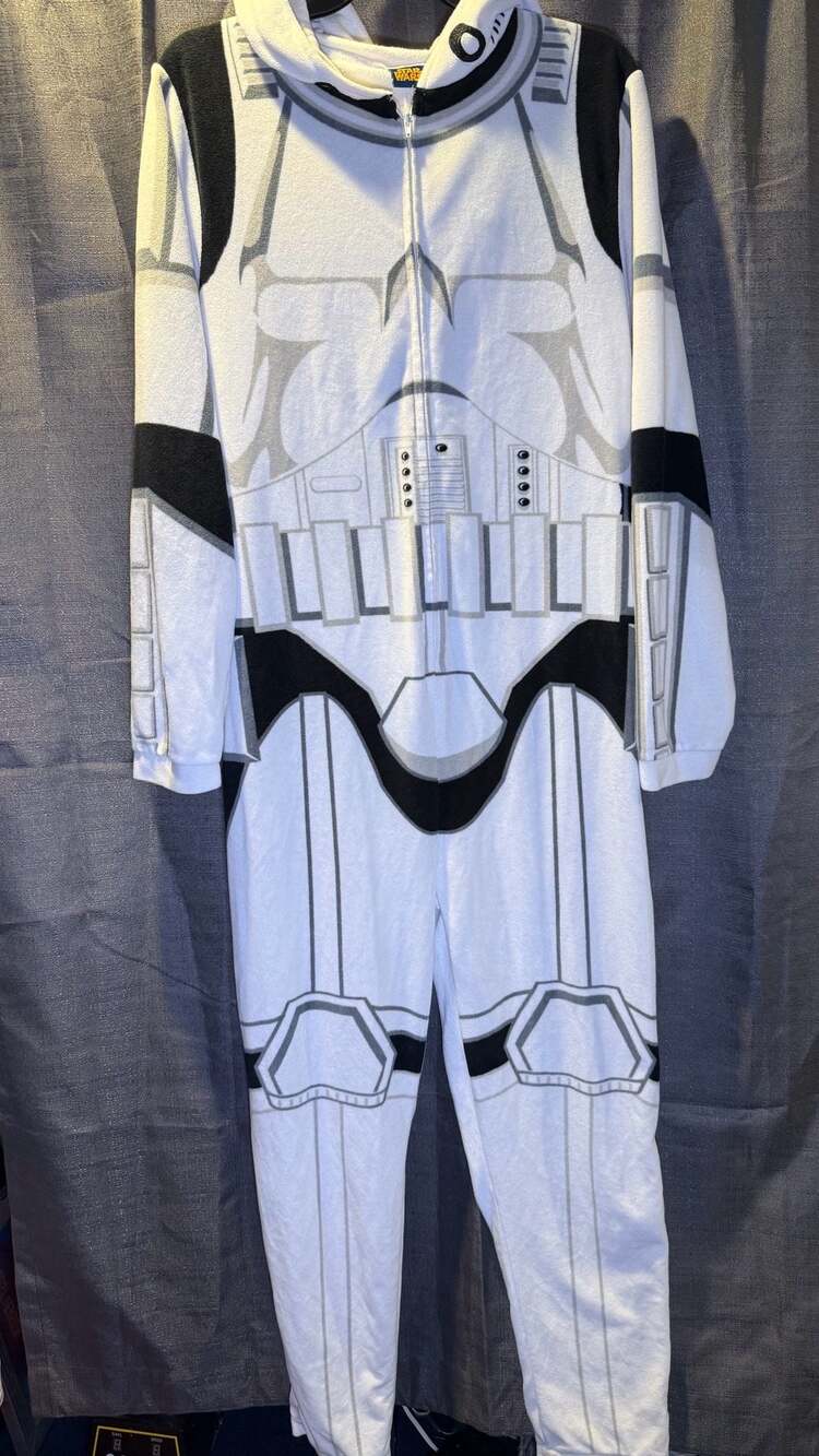 Star Wars Stormtrooper Fleece Hooded Union Suit Pajamas Medium